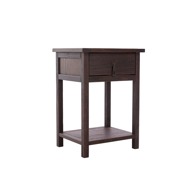Bastian 40cm W Solid + Manufactured Wood Bedside Table, Brown