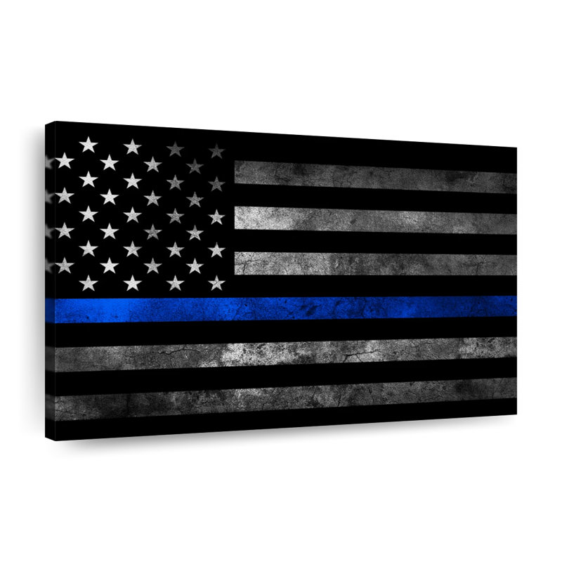 Drapeau de police, reproduction sur toile, H 26 po x l 39 po x P 1,25 po
