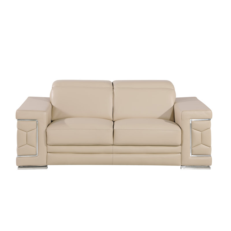 Causeuse en cuir véritable Charliee, Beige