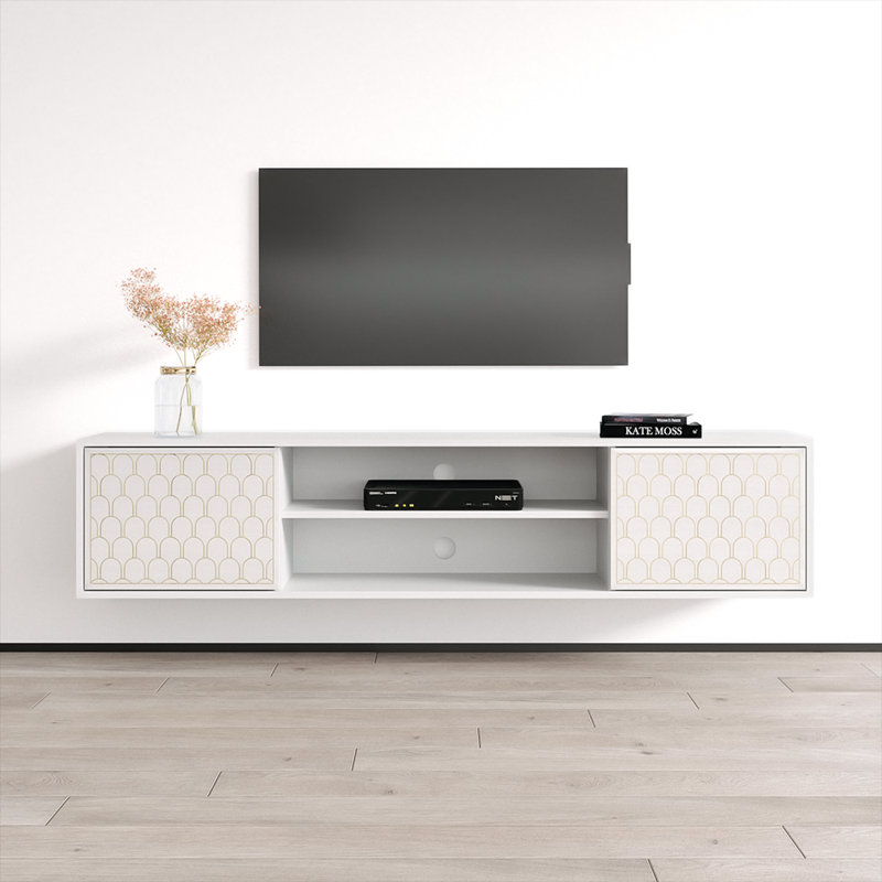 Orjona 70.9" Modern TV Stand with High Gloss Finish, White