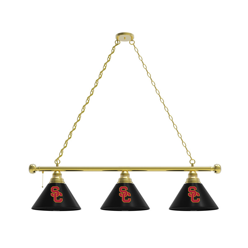 3 - Light Pool Table Lights Pendant, Brass, USC Trojans