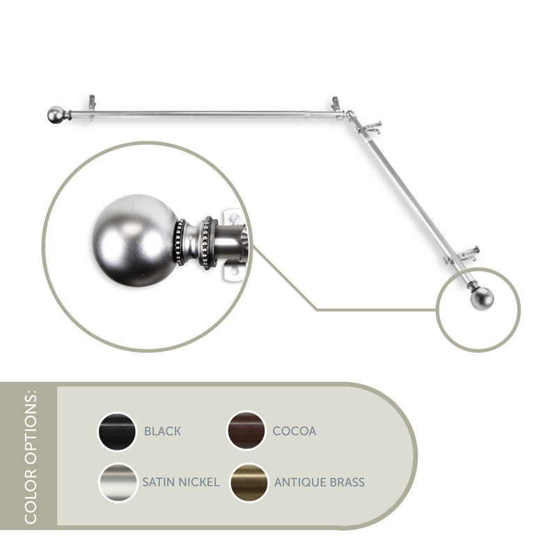 Tringle à rideaux simple Hatfield, 66 po à 120 po, Nickel satiné