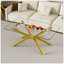 Table basse de 39,37 po rectangulaire en verre trempé transparent, design élégant avec pieds en métal doré, table basse de salon-1521734497-1521734527