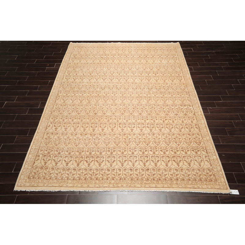 Tapis beige en laine noué à la main 8 pi 8 po x 11 pi 8 po Isabelline
