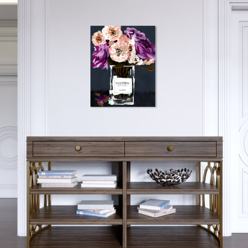 Acqua Florale Deep Florals - Peinture, H 24 po x l 16 po, Toile tendue