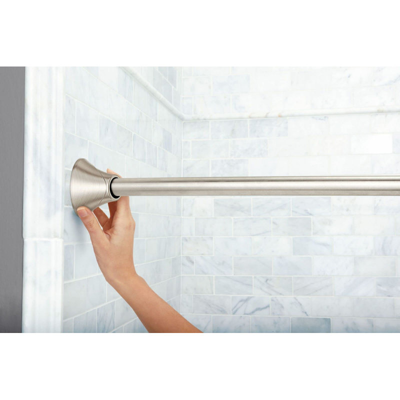 Tringle à rideau de douche courbée simple ajustable en nickel brossé 5 pieds pour salle de bain