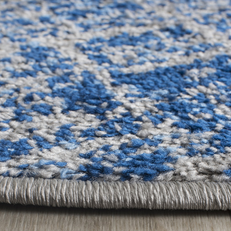 Riebe Abstract Blue/Silver Area Rug, Square 4'