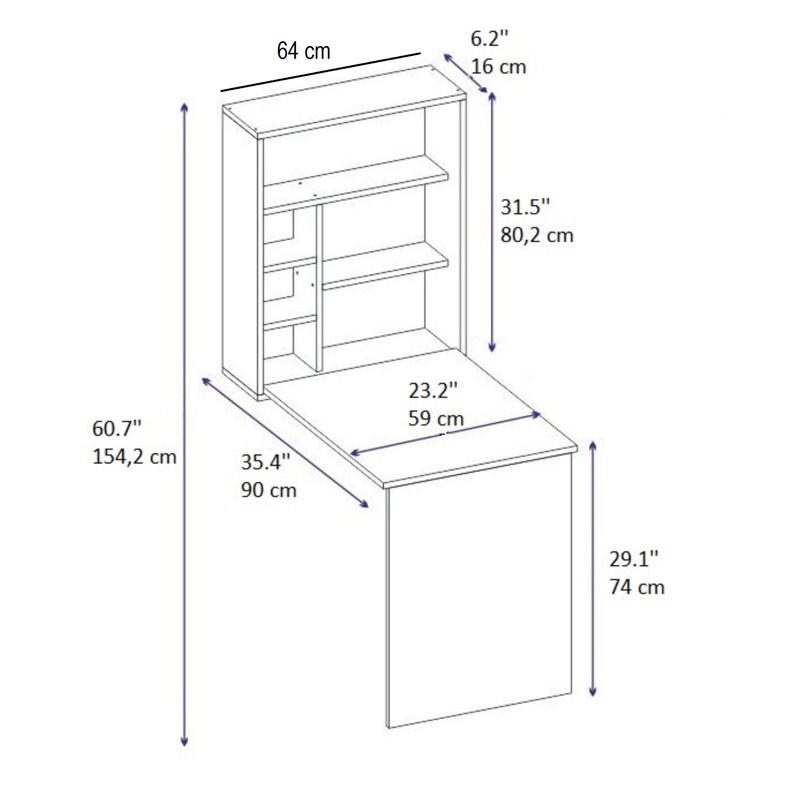 Computer Desk with Shelves Wall Mountable Lindzy, Anthracite