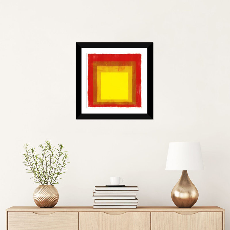 Albree Modern Squares, impression sur toile, H 16 po x l 16 po x P 1 po, Papier d'art encadré noir, Blanc