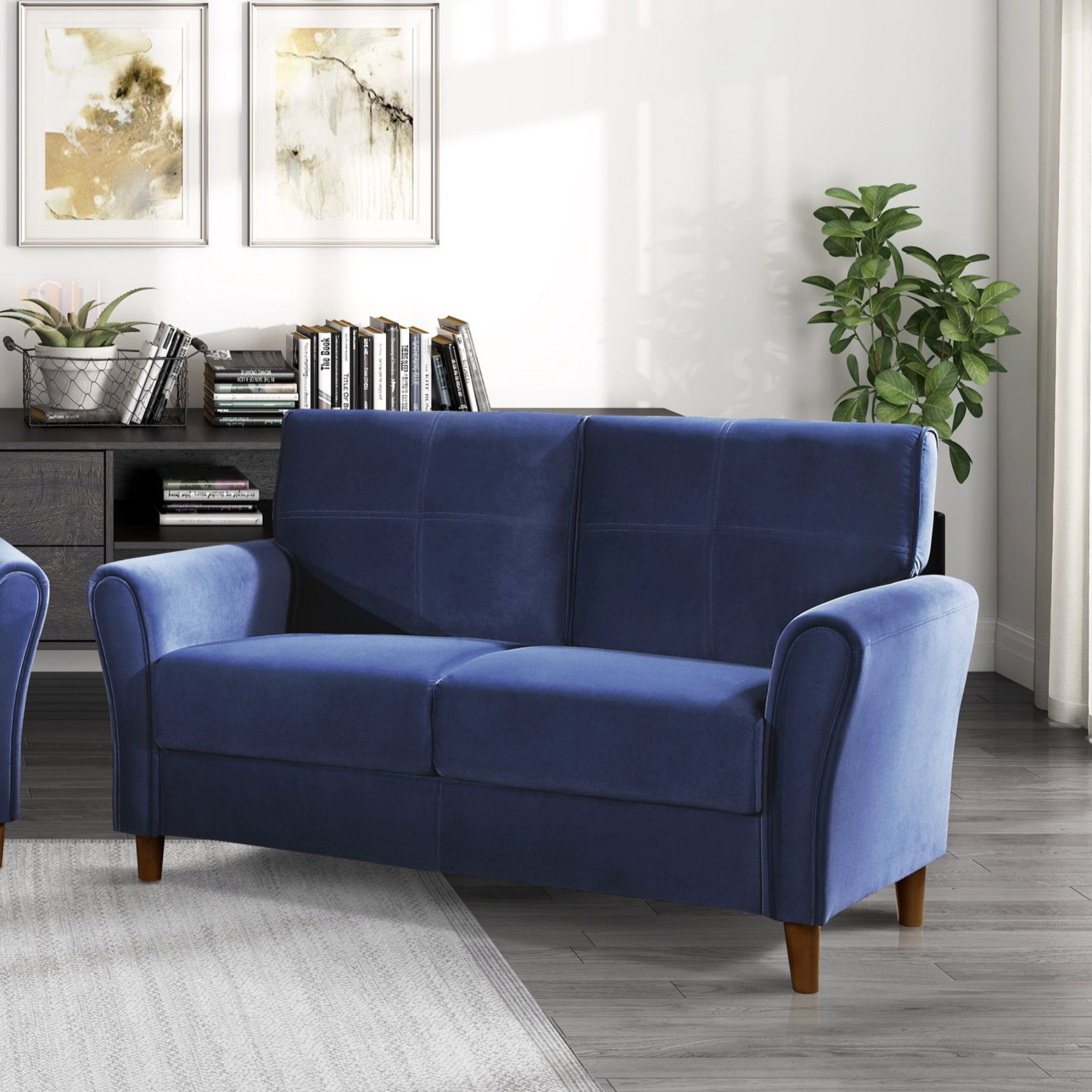 Latitude Run® Velvet Upholstery Comfort Loveseat With Plush Seatbacks ...