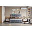 Grand lit plateforme tapissier avec lit gigogne et tiroirs, gris