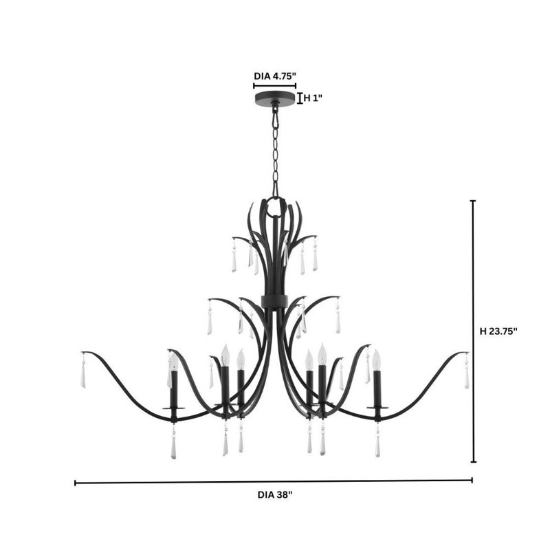 CHANDELIER 6LT Dagmara, noir mat