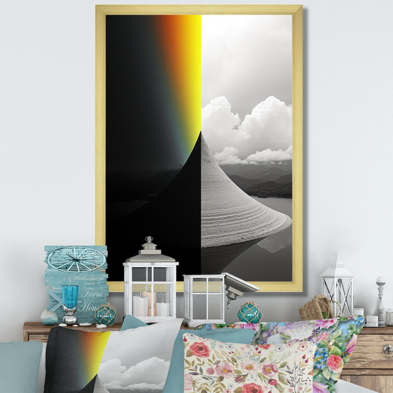 «Rainbow Colorful Monotone Landscape II», reproduction sur toile, H 20 po x l 12 po x P 1 po, Encadrement doré