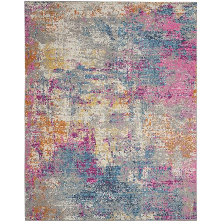 Abbate Abstract Pink/Blue/Orange/Ivory Area Rug