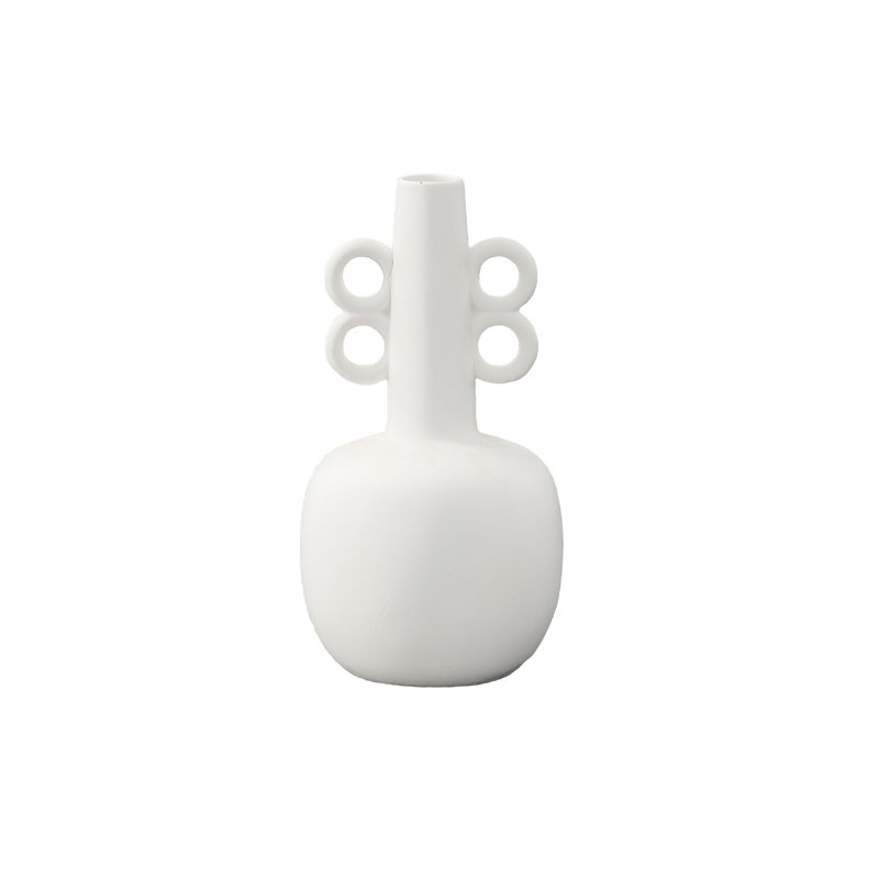 Vase en céramique rond Pelike blanc mat