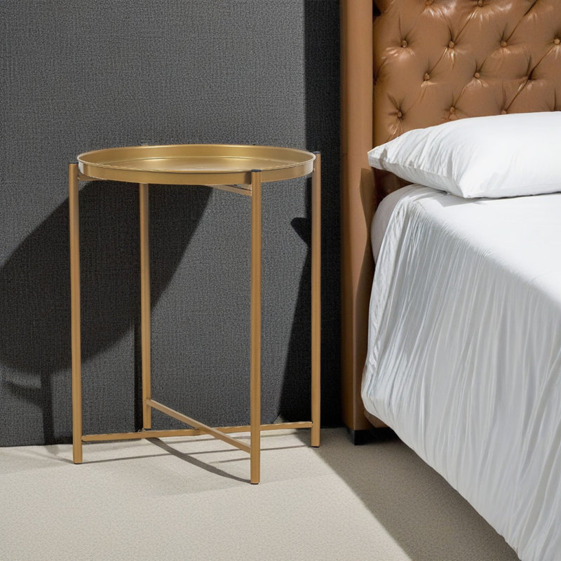 Iron Tray Top End Table, Gold