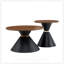 Ensemble de 2 tables basses rondes à la mode, comptoir texturé avec base en métal stable pour le salon et la chambre à coucher