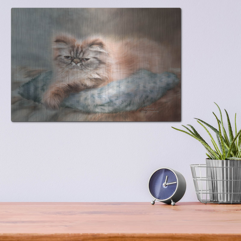 Art mural en métal Red Barrel Studio «Cattitude I» par Carol Cavalaris, H 12 po x l 16 po
