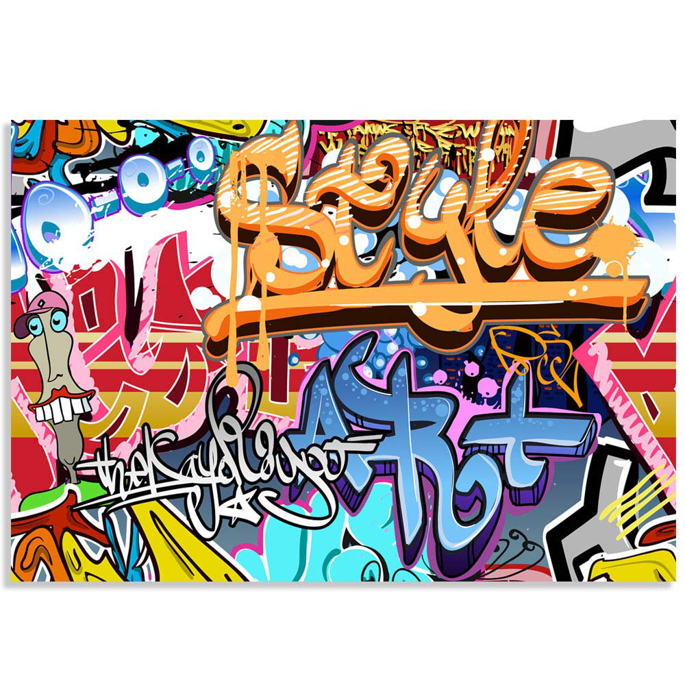 IDEA4WALL Vibrant Graffi Street Paint Peel & Stick Abstract Wall Mural