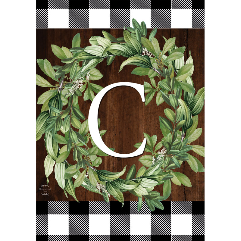 Wreath Monogram C Garden Flag