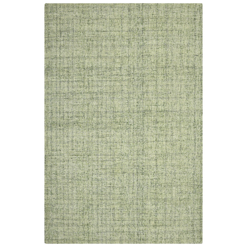 Oksen Hand Woven Wool Green Area Rug, Rectangle 8'6" x 11'6"