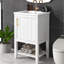 Meuble-lavabo blanc avec profondeur de 20 po, lavabo en céramique, armoire, étagère de rangement et tablette ouverte - finition peinte, porte à fermeture douce de style moderne, poignée de bar, grand bois massif-121114300-121114299