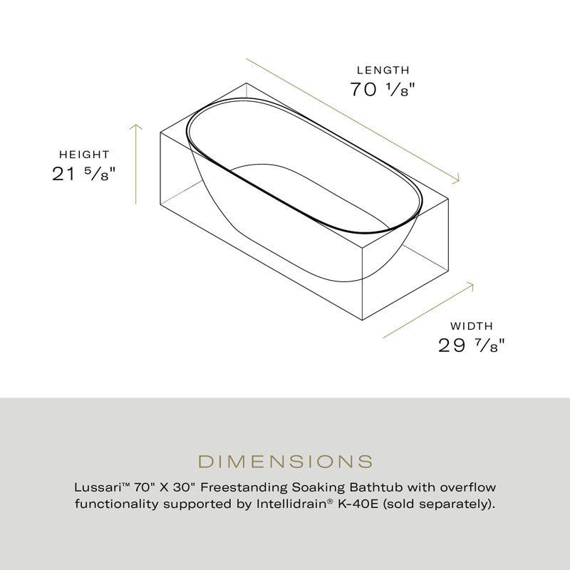 Lussari 70" x 30" Freestanding Soaking Bathtub, White