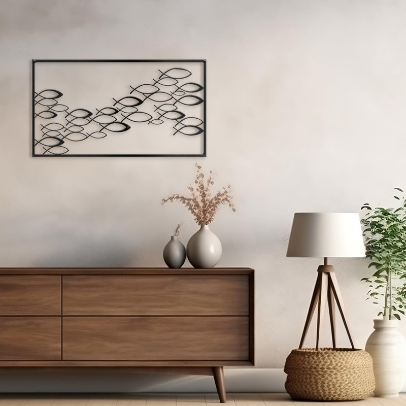 Décoration murale en métal, Noir, H 18 po x l 36 po x P 0,05 po