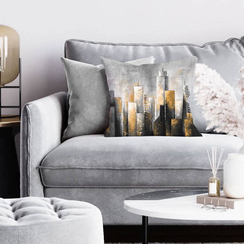 Abstract skyline - 26"x26" Throw pillow cover - Poly twill - Print on demand, 26"H x 26"W, Pillow Cover Only - No Insert
