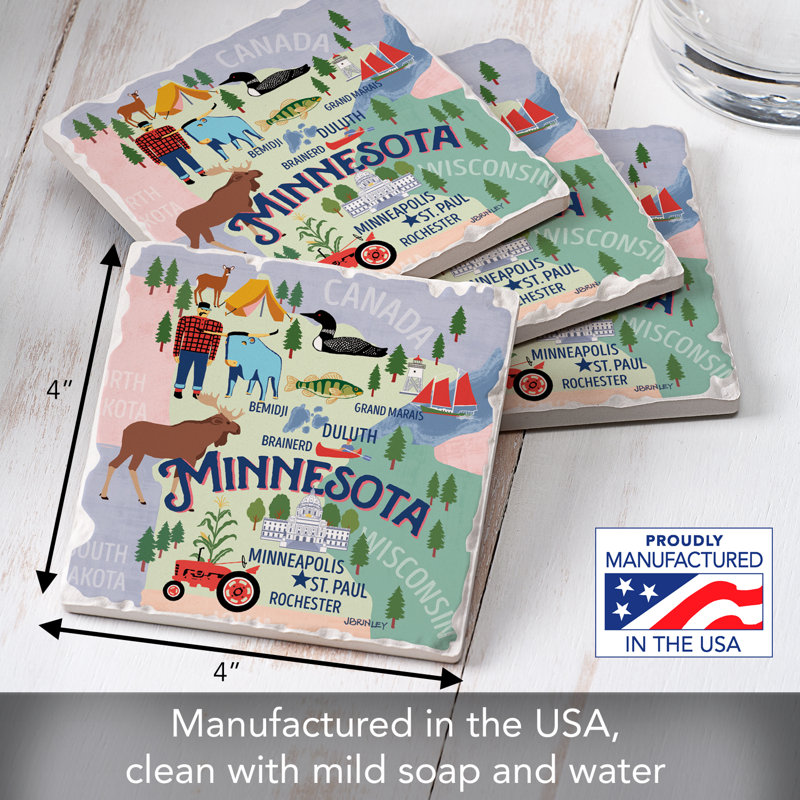 Ensemble de sous-verres en carreaux roulés 4 pièces Thirstystone Minnesota