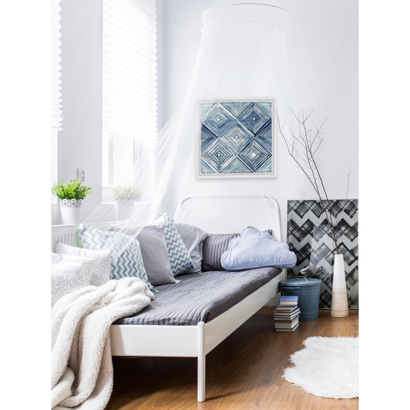 Motif géométrique losange - peinture encadrée, H 12 po x l 12 po x P 1,5 po