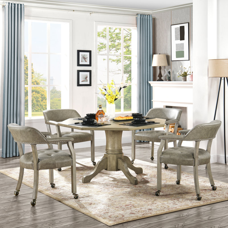 LUMERA Collection Swivel Tufted Arm Dining Chair Poker Chair Gray, Gray, Light Gray