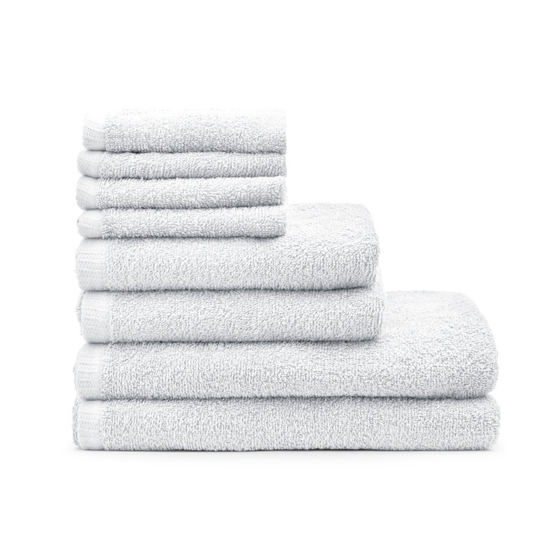 Quick Dry Cotton 8 Piece Towel Set, White