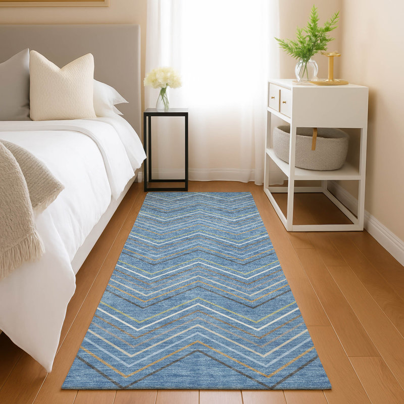 Machine Washable Indoor/Outdoor Kerwin ACN2392 Stripes Rug, Runner 2'3" x 7'6"