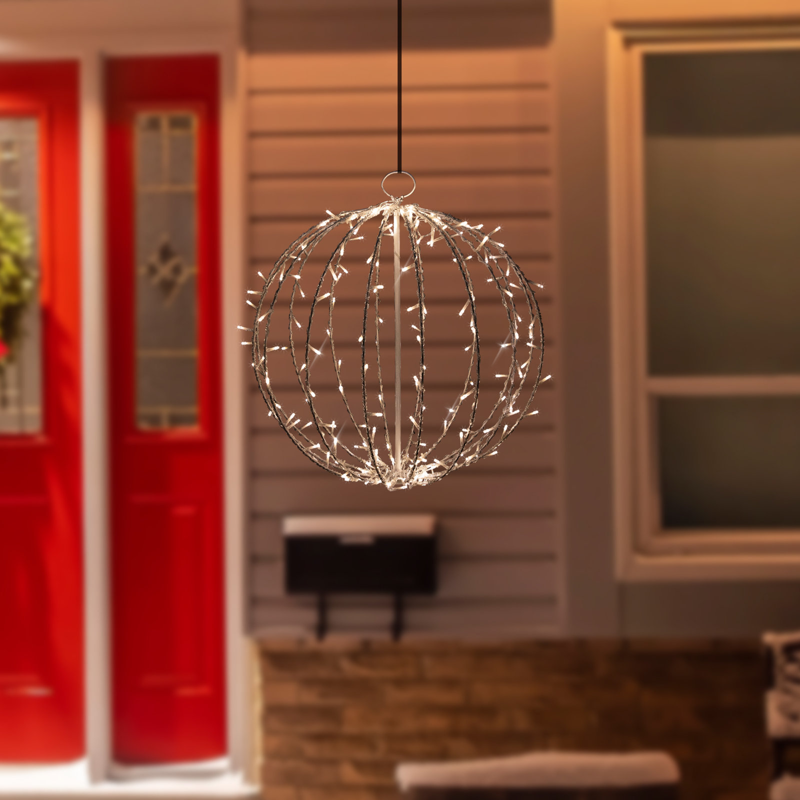 Lighted Christmas Hanging Light Ball, 23" H x 20" W x 20" D