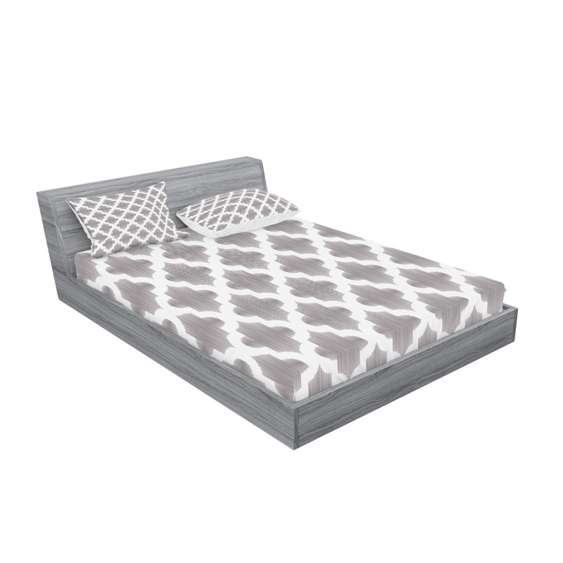 Drap-housse et coussin décoratif Ambesonne gris et blanc Dimgrey et blanc, Ensemble de draps pour très grand lit californien