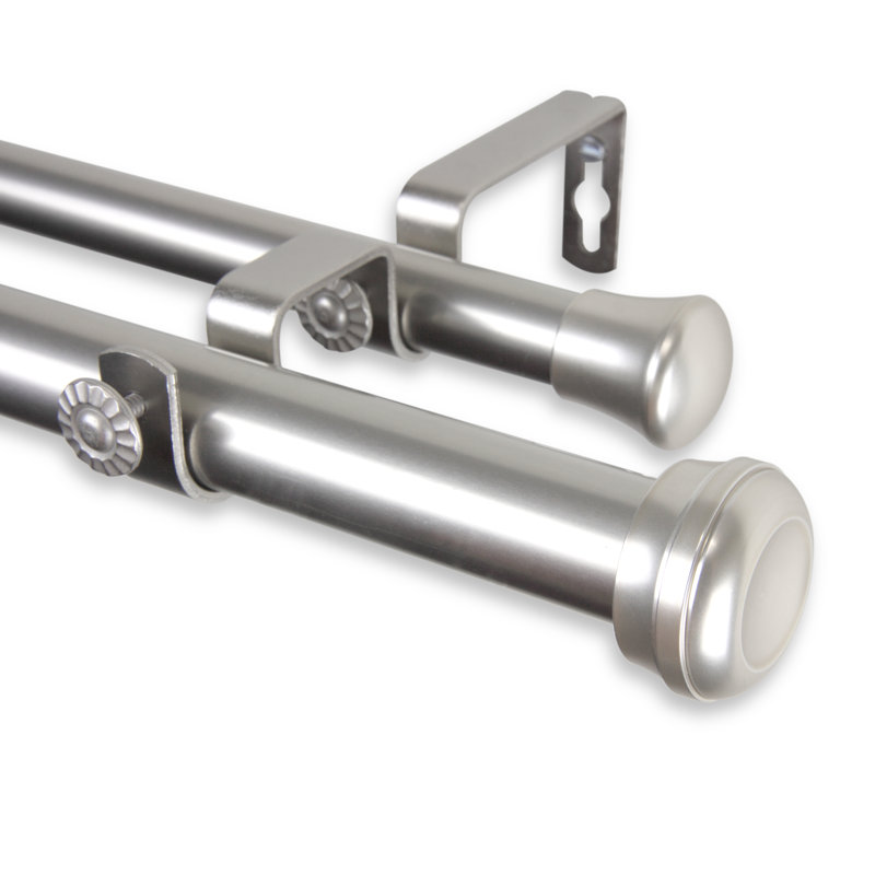Tringle à rideaux double Dadur, Nickel satiné, l 160 po à 240 po