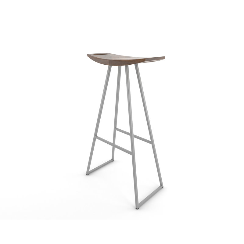 Robert Counter Stool with Metal Frame, Walnut, Bar Stool (30" Seat Height), Gray