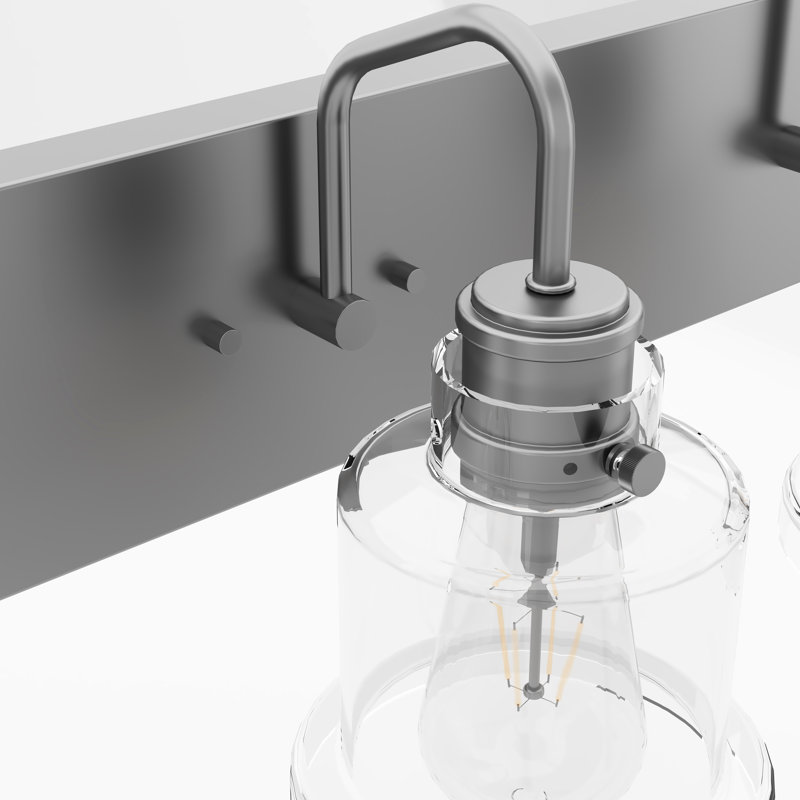 Luminaire de salle de bain 3 lumières à intensité variable classique avec abat-jour en verre transparent Beaupre 23 po