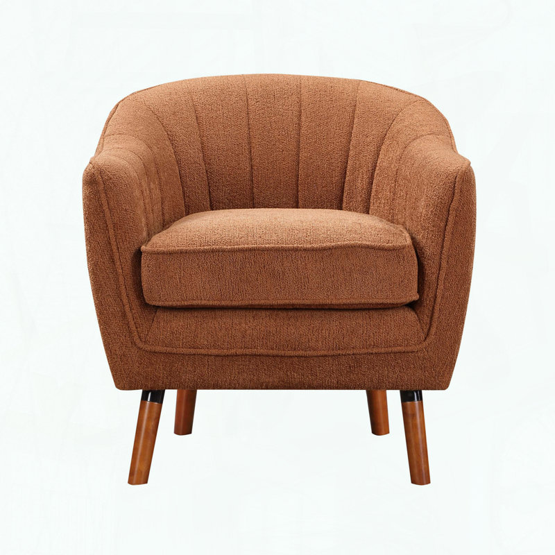 Chaise de style Mid-Century avec dossier à surpiqûres, Rouille