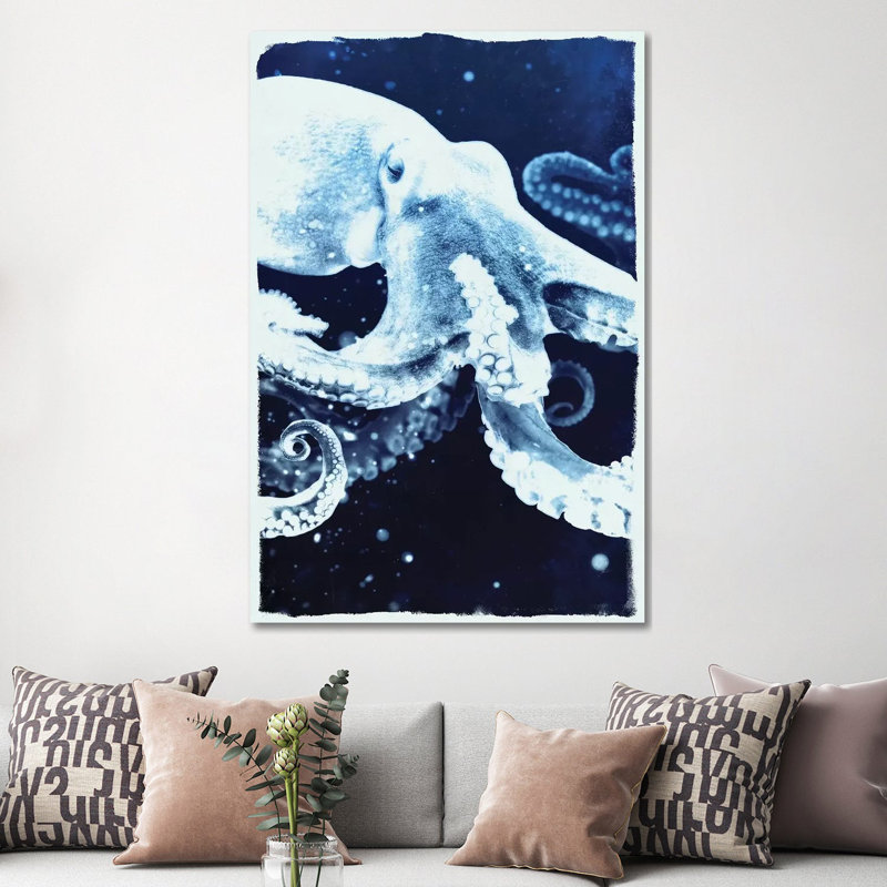 Indigo Octopus by 33 Broken Bones - Wrapped Canvas Gallery-Wrapped Canvas Giclée, 152.5 cm H x 101.5 cm W