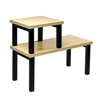 Gewürzregal 2er Set Küchenregal Stapelbar - Regal Organizer Für Küche Aus Metall Und Holz - Küchenorganizer Für Gewürze Aufbewahrung Klein Und Stehend - Küchenhelfer Arbeitsplatte Eckregal