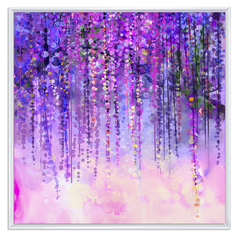 Printemps fleurs mauves arbre Wisteria en fleur - œuvre d'art traditionnelle sur toile, H 36 po x l 36 po x P 1,5 po