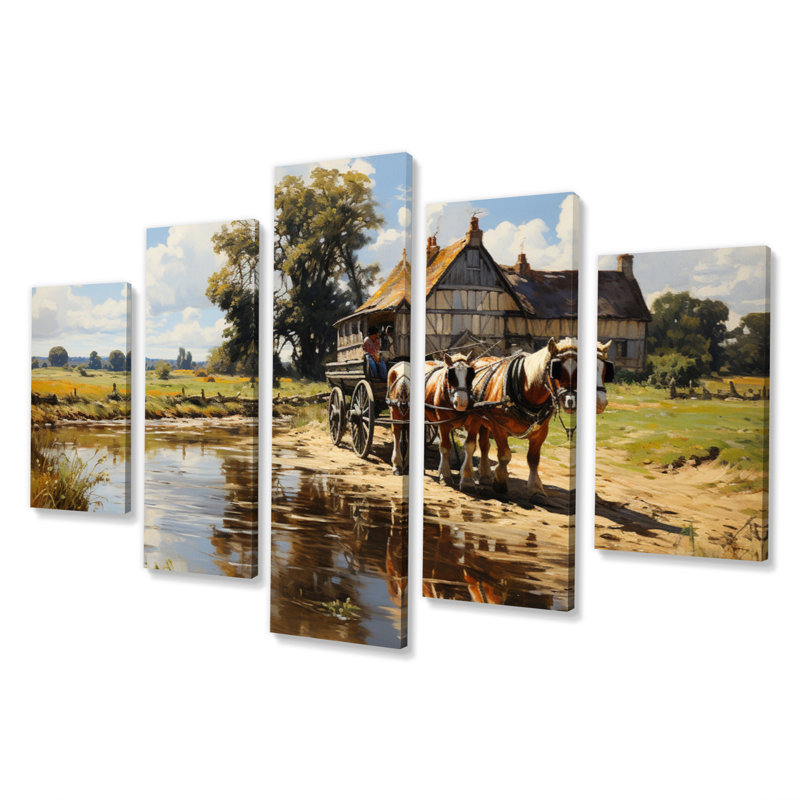  «The Hay Wainjohn Constables I - Décoration murale campagne - 5 panneaux