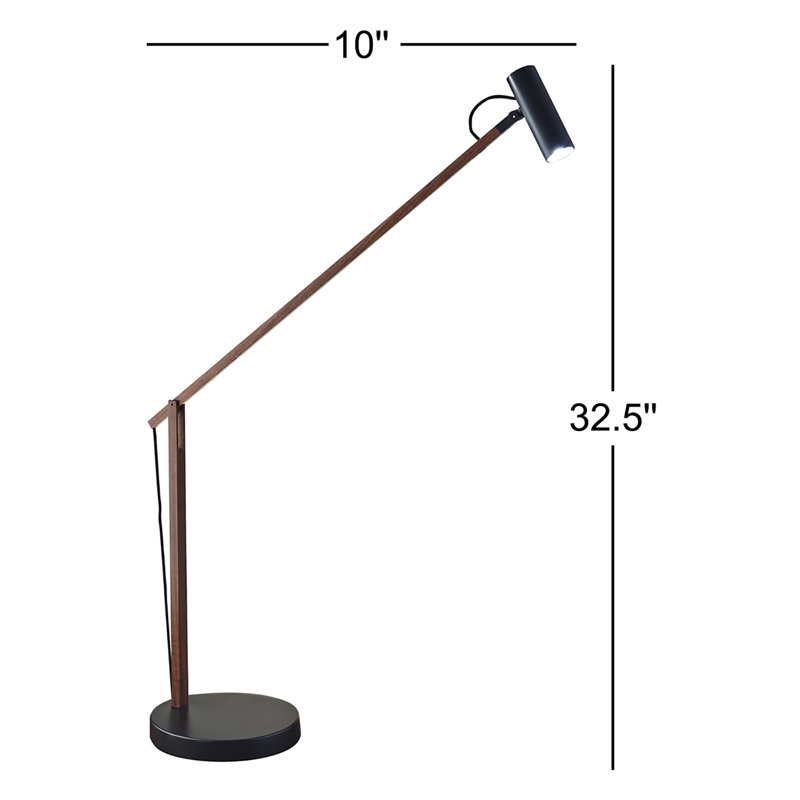 Lampe de bureau 32,5 po Dalila, Bois de noyer / noir