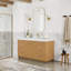 Meuble-lavabo simple 60 po en bois de sapin brun avec plateau en pierre composite Peryman-769382797