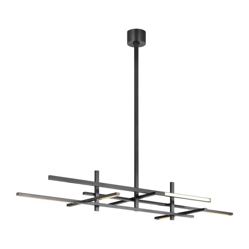 Sean Lavin Cityscape 6-light Stacked X-Large Linear Chandelier in Bronze with Crystal shade, Bronze