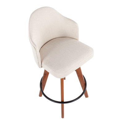 Tenessa Swivel Upholstered Counter Stool with Solid Wood Frame