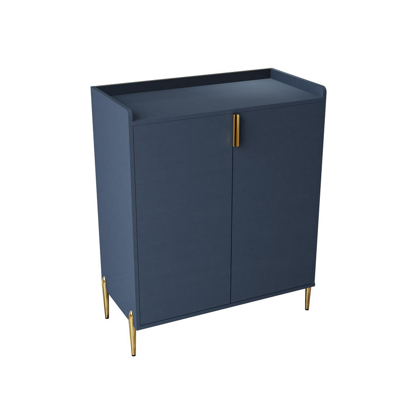 2 Doors Home Wine Bar Cabinet With Wine Rack & Adjustable Storage Shelf, Modern Sideboard With Soft-Closing Hinge, Dinning Room Buffet Cabinet, Liquor Cabinet Kitchen, Living Room Coffee Cart Blue