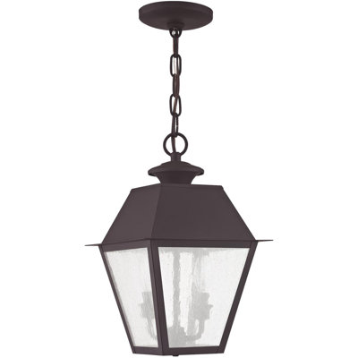 9in2 Light Outdoor Chain Lantern Pendant Fixture with Seeded Glass Shade